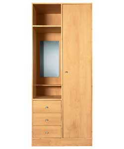 Malibu 1 Door 3 Drawer Combi Wardrobe - Beech