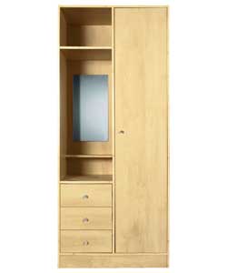 Malibu 1 Door 3 Drawer Combi Wardrobe - Maple