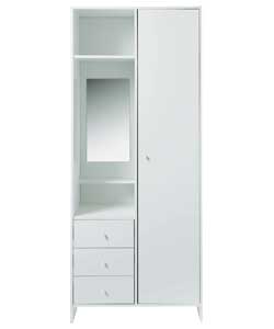 Malibu 1 Door 3 Drawer Combi Wardrobe - White