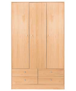 Malibu 3 Door 4 Drawer Wardrobe - Beech