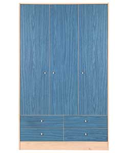 Malibu 3 Door 4 Drawer Wardrobe - Blue
