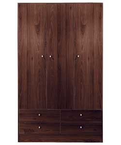 Malibu 3 Door 4 Drawer Wardrobe - Wenge Effect