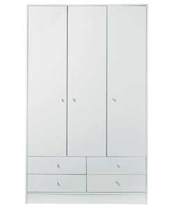 Malibu 3 Door 4 Drawer Wardrobe - White Effect