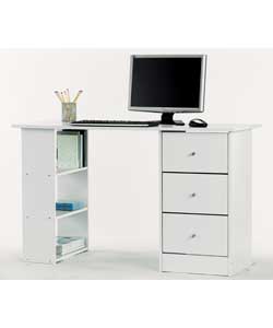 Malibu 3 Drawer Desk - White
