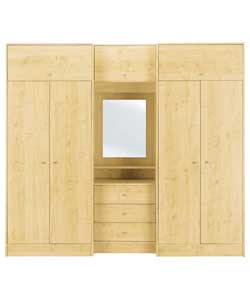 Malibu 4 Door Large Fitment Wardrobe - Maple