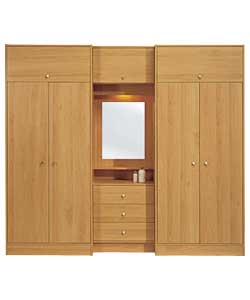 Malibu 4 Door Large Fitment Wardrobe - Pine Effect