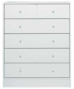 Malibu 4 Wide 2 Narrow Drawer Chest - White