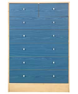 5 Wide 2 Narrow Drawer Chest - Blue