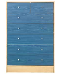 Malibu 5 Wide 2 Narrow Drawer Chest - Blue