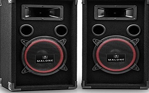 Malone Pair of Malone XEN-3508 DJ PA Speakers (1000W Max, 8`` Subwoofers amp; Bass Reflex Design) - Black