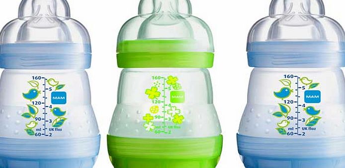 MAM Anti-Colic160ml Bottle 3 Pack - Blue and Green