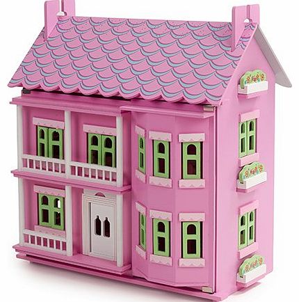 Georgian Wooden Doll House with Furniture and Dolls (Pink)