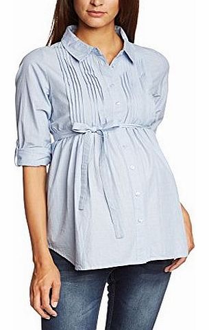  Womens CHAMB LS WOVEN SHIRT Regular Fit Long Sleeve Maternity Blouse, Blue (Light Blue C-686505), Size 12 (Manufacturer size: Medium)