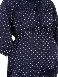 Mamalicious Maternity Mamalicious Navy Abstract Print Tie Waist Blouse