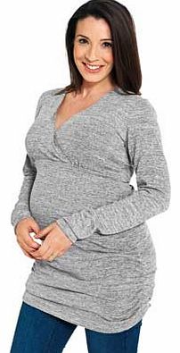 Mamalicious Womens Grey Wrap Top - Extra Large