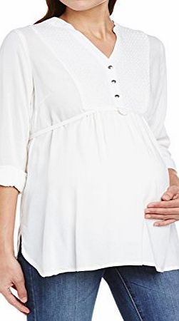 Mamalicious Womens Kaya Woven Button Front Long Sleeve Maternity Shirt, Snow White, Size 8 (Manufacturer Size:Small)