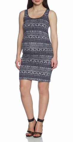 Mamalicious Womens Leander Sl Aztec Banded Collar Sleeveless Maternity Jersey Shirt Dress, Multicoloured (Snow White), Size 12 (Manufacturer Size:Large)