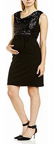 Womens New Vivi Mix Empire Sleeveless Maternity Dress, Black, Size 12 (Manufacturer Size:Large)