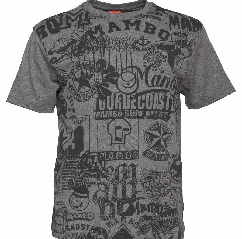 Mambo Mens Retro Placement T-Shirt Black/Grey