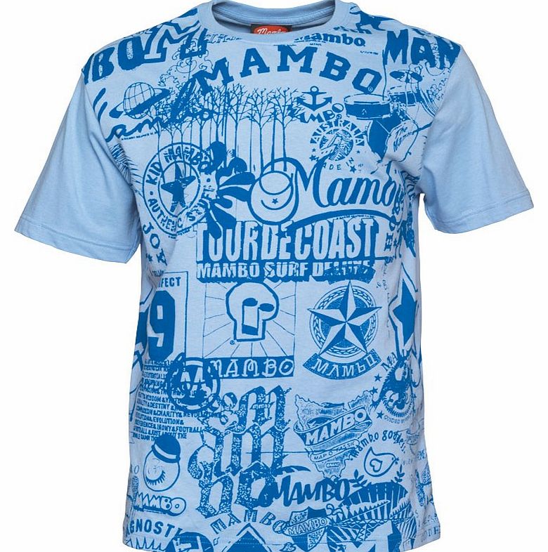 Mens Retro Placement T-Shirt Blue