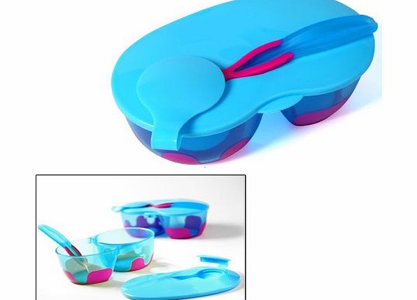 Compartment Feeding Bowl + Spoon - Food Storage Container / Picnic Tuppaware
