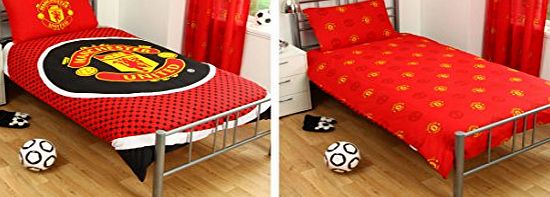 OFFICIAL Manchester United Man U FC Bullseye Single Reversible Duvet Cover and Pillowcase Set (MUSD2)