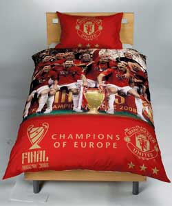 man utd Champions Of Europe Single Duvet Cover Set