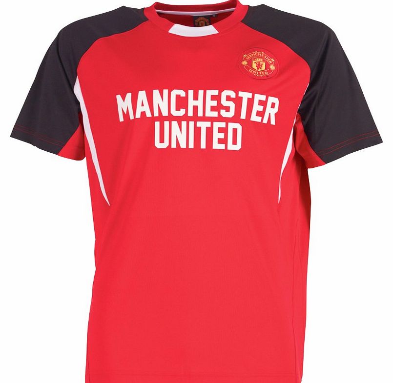 Man UTD Mens Poly Panel T-Shirt Black/Red