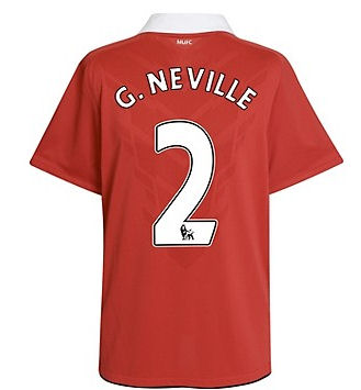 Nike 2010-11 Man Utd Nike Home Shirt (G. Neville 2)