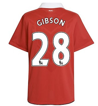 Man Utd Nike 2010-11 Man Utd Nike Home Shirt (Gibson 28)