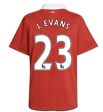 Nike 2010-11 Man Utd Nike Home Shirt (J. Evans 23)
