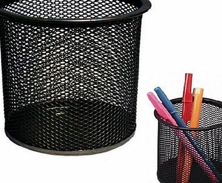 Manchester Stationery Pro Range Black Wire Mesh Pencil And Pen Cup DeskTidy