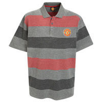 Manchester United Core Stripe Polo Top - Grey
