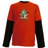 Manchester United Eric Cantona Long Sleeve Layered Top - Red/Black.