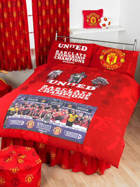 Manchester United FC Double Duvet Cover and Pillowcase Premiership Champions Bedding