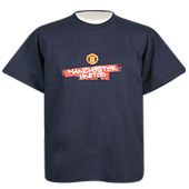 Manchester United Kids Spray Logo T-Shirt - Navy.