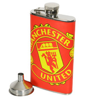 Manchester United Leather Wrap Hip Flask - Red.