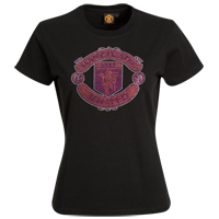 Manchester United Rhinestud T-Shirt - Black -