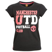 manchester United Sequin T-Shirt - Black - Girls.