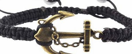 Mandala Trading, Inc. Black Brass Finishing Anchor Bracelet / Macrame Baracelet, Wristband