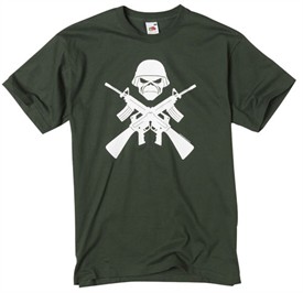 MandMDirect.com Mens Iron Maiden Crossed Guns T-Shirt Olive