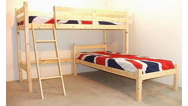 Mandolin L shaped Bunkbed L SHAPED 3ft Childrens bunkbed - (both beds) includes TWO 20cm thick Luxury mattress