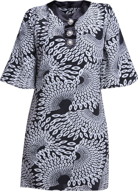 Mandy crepe shine puff slv tunic