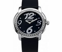 Mango Ladies Black Dial With Crystals And Black