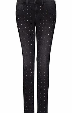 Mango Studded Jeans, Black Denim