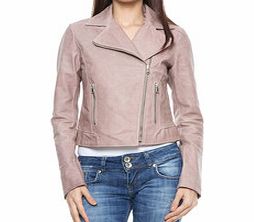 Mangotti Pink leather classic biker jacket