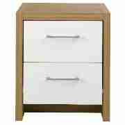 Manhattan 2 Drawer Bedside Oak, White Gloss