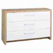 Manhattan 3 Drawer Chest Oak, White Gloss