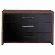 Manhattan 3 Drawer Chest, Walnut Black Gloss