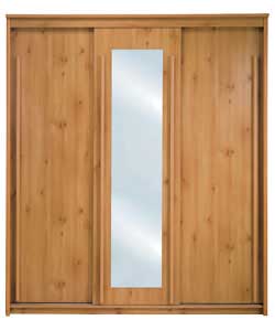 manhattan 3 Sliding Door Mirrored Wardrobe - Pine